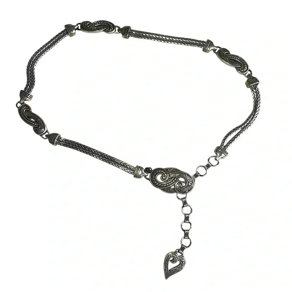 Vintage Brighton silver chain belt size small, length is 27”